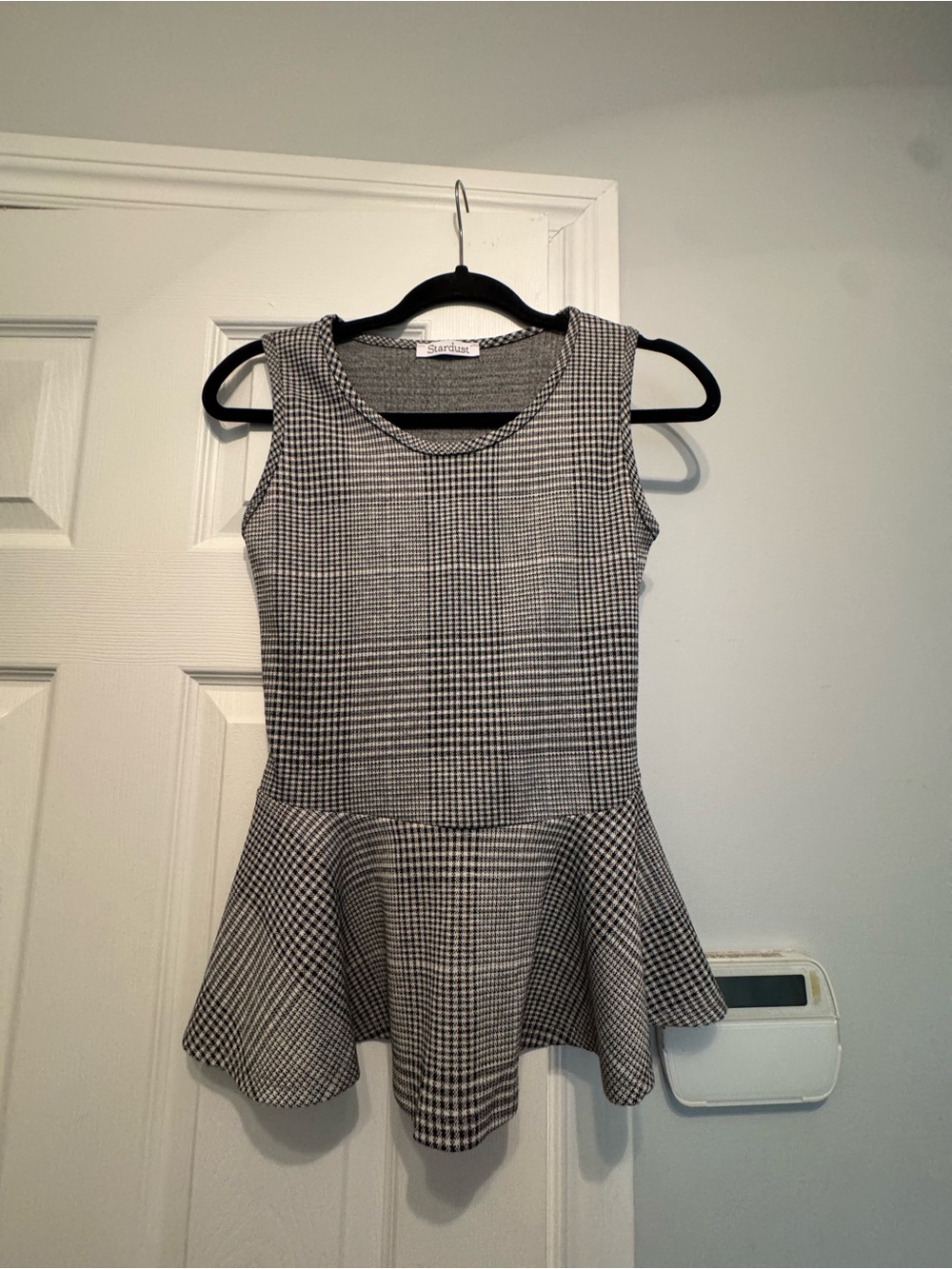 Black & White Houndstooth Peplum Top
